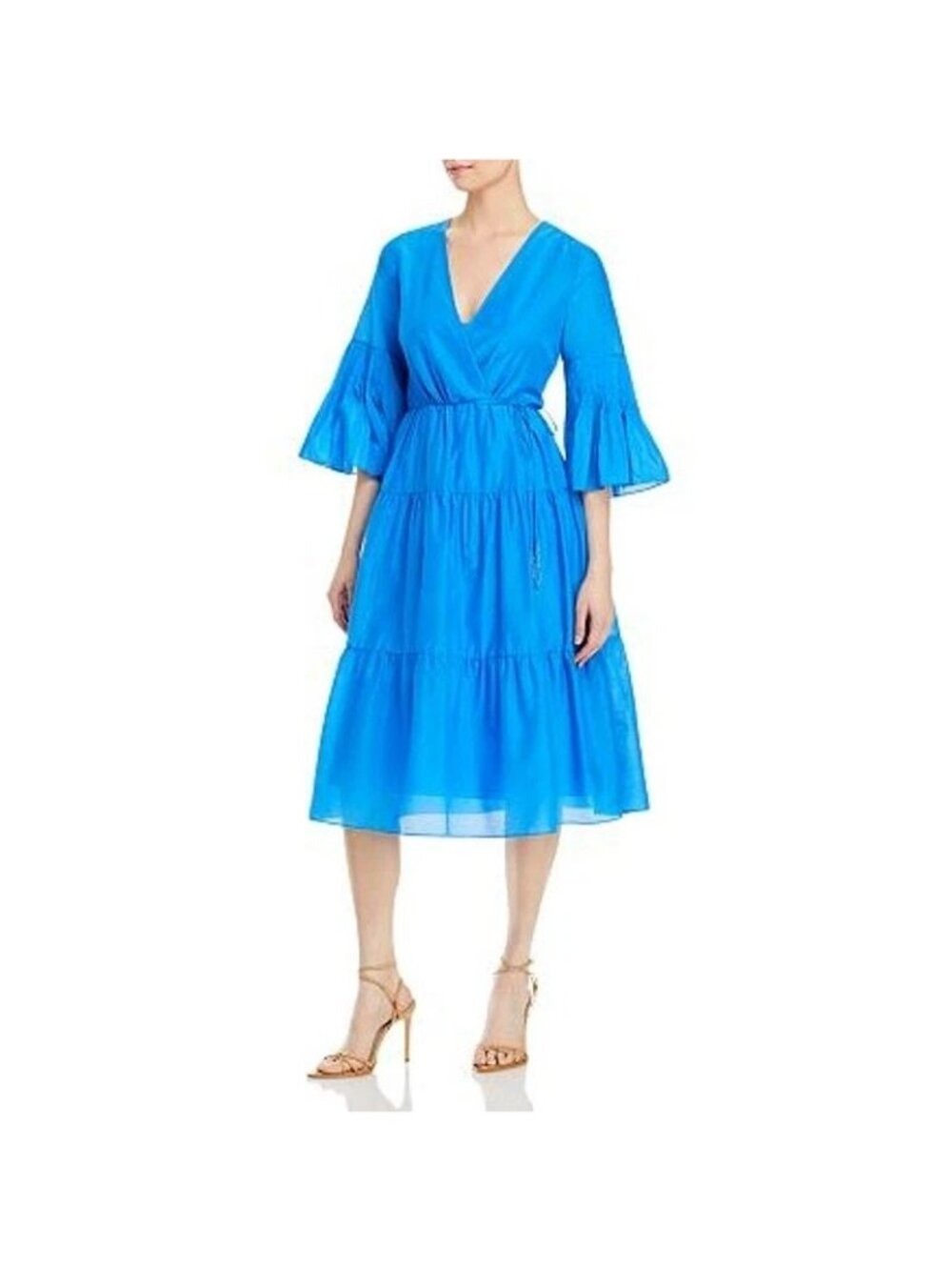Kobi Halperin Sasha Lapis Tiered Midi Dress Small $458